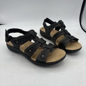 Clarks Sandals Womens Size 5 M Laurieann Ivy Black Leather Barely Worn
